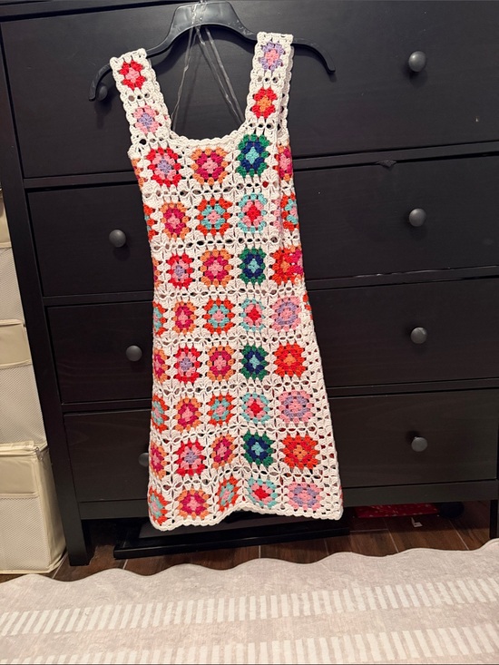 Beach Riot Other - Beach Riot White Crochet Sundress with Multicolor Floral Squares